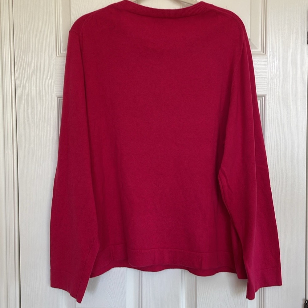 NWT J. Crew Teddie Sweater Cotton-Wool Magenta Scoop-Neck Longsleeve Women's 3X - Picture 8 of 9
